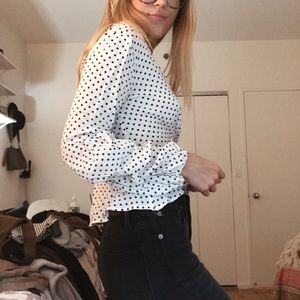 Astr Tops - Polka dot ruffle top Astr Tops - Polka dot ruffle top